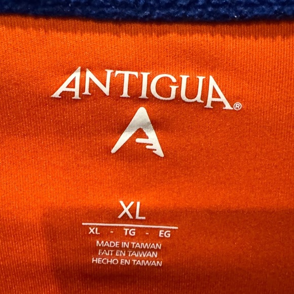 ANTIGUA 1/4 Zip Fleece Size XL Royal Blue & Orange Golf Pullover Pocke… - Picture 12 of 17
